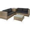RATTANLOUNGE Siena,mit Sicherheitsglasplatte,natur/dunkelgrau - Naturfarben, Kunststoff - tectake