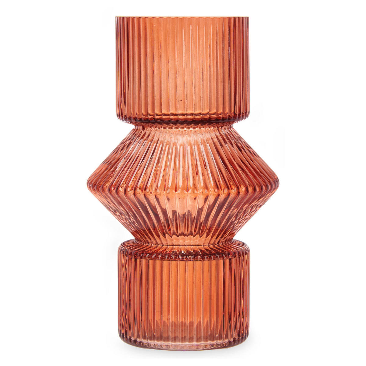 VASE Geriffeltes Glas 9,5/16,5 cm - Orange, Glas (9.5/16.5cm) - Giftdecor