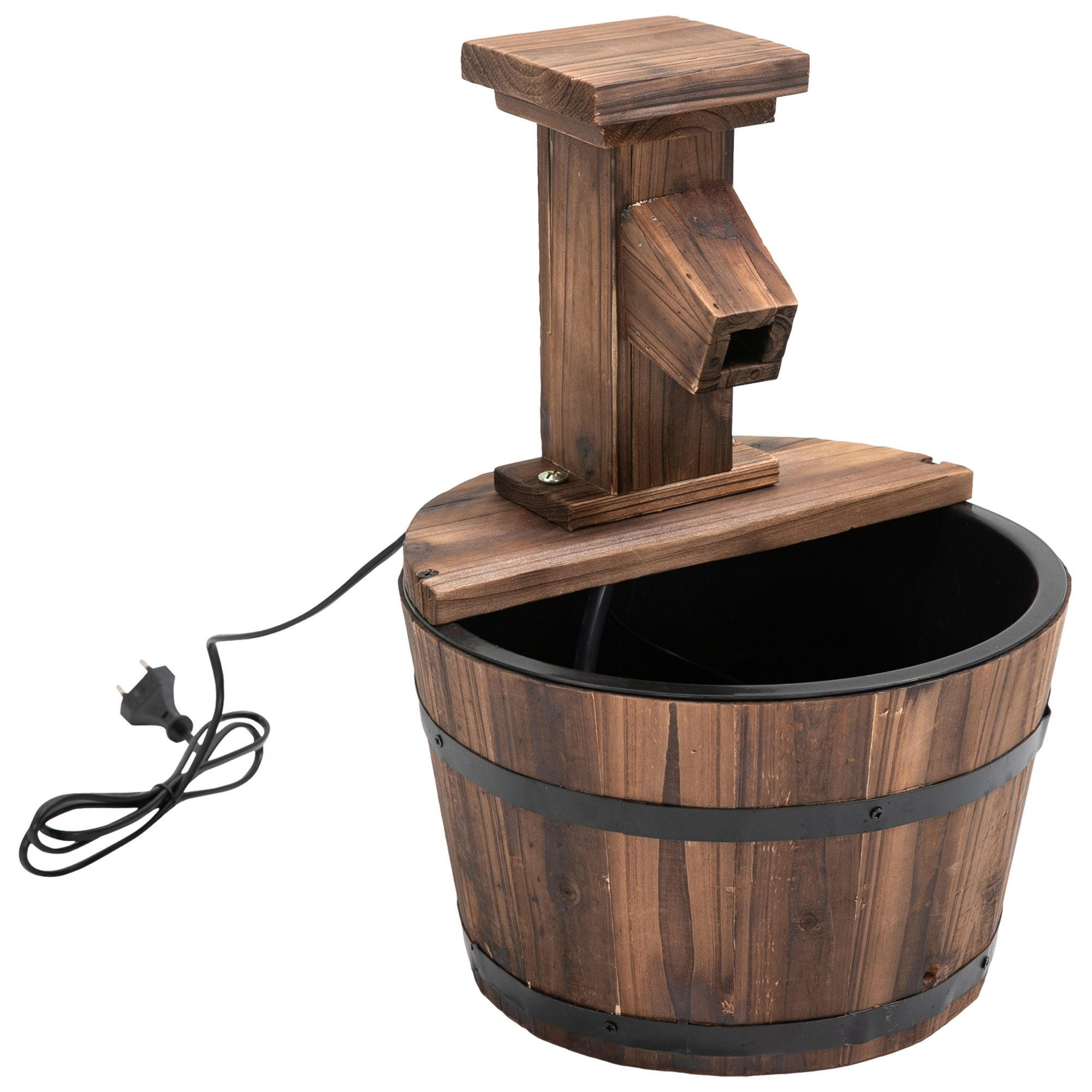 GARTENBRUNNEN, Tannenholz, Metall, Natur - Naturfarben, Holz/Metall (27/27/37cm) - Outsunny