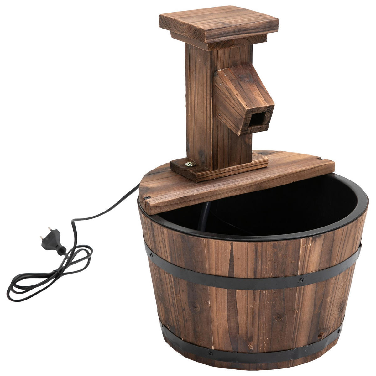 GARTENBRUNNEN, Tannenholz, Metall, Natur - Naturfarben, Holz/Metall (27/27/37cm) - Outsunny