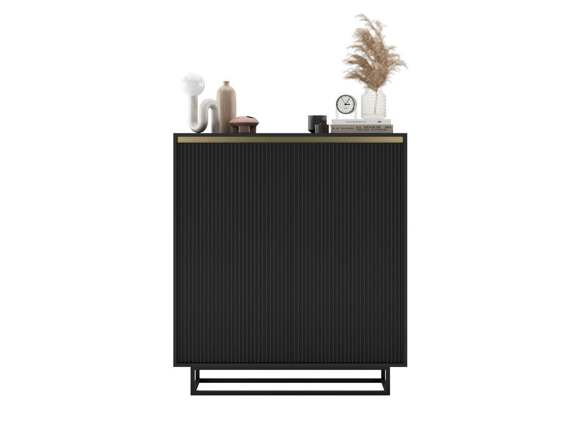 HIGHBOARD Selene 2D Schwarz Matt 111 cm - Schwarz, Holzwerkstoff/Metall (111/125/35cm) - Meble Lindner