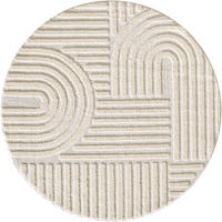 TEPPICH Hochflor Skandi-Boho Muster Polypropylen Wohnzimmer Creme Rund 160x160 - Creme, Textil (160/160cm) - KADIMA DESIGN