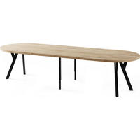 ESSTISCH Twixy XXL groß rund oval ausziehbar, Eiche Hell Braun 100-300/100/76 cm - Schwarz/Braun, Holz/Holzwerkstoff (100/300/76cm) - WFL GROUP