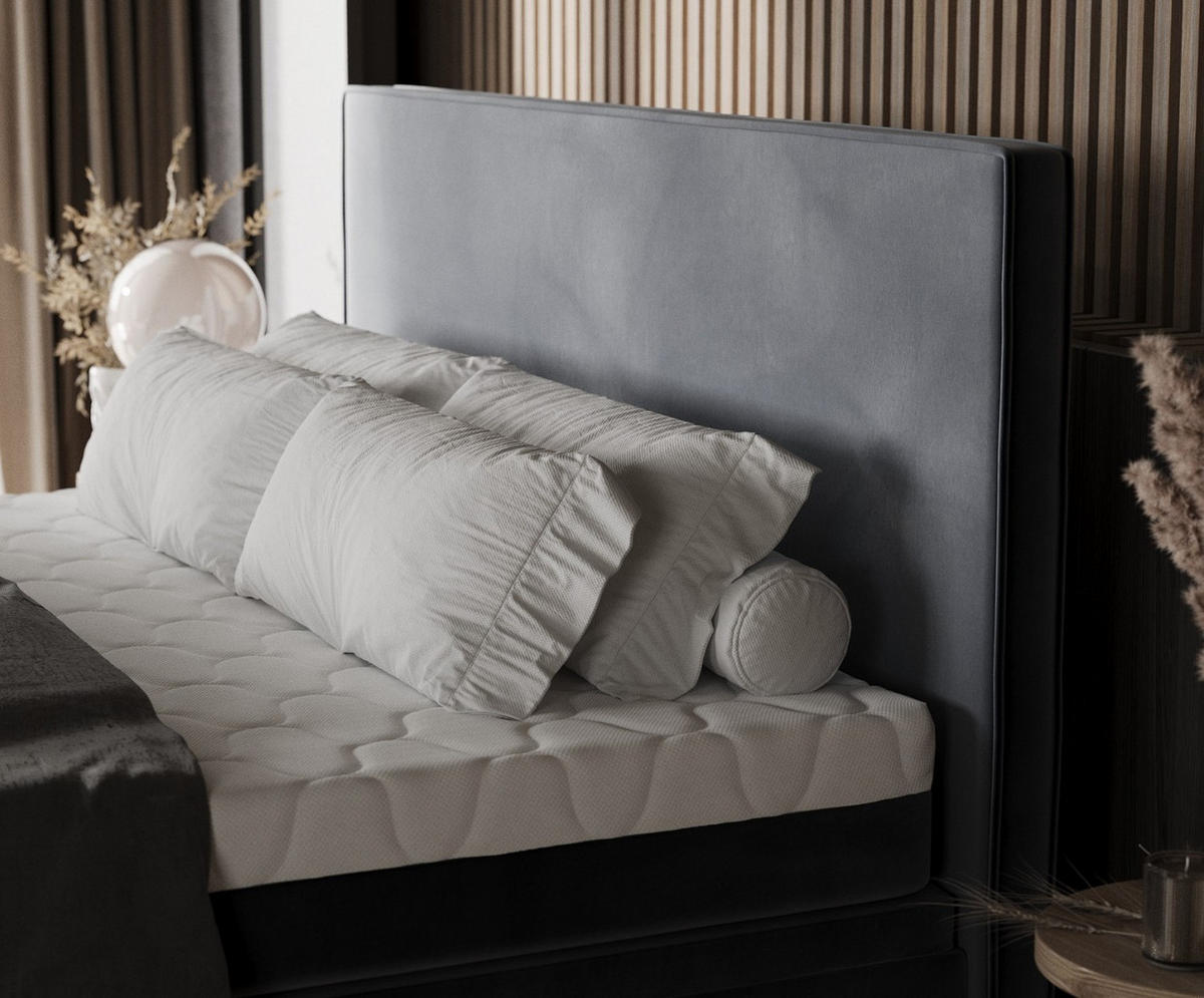 BOXBETT Zalla 160/200 cm Dunkelgrau im Kronos Stoff - Dunkelgrau/Schwarz, Holz/Holzwerkstoff (160/200cm) - AltaBeds