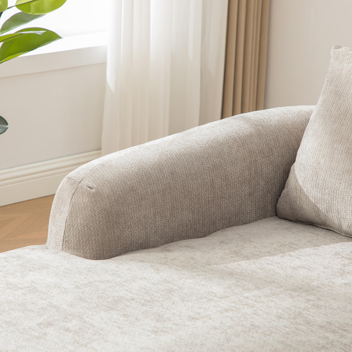 ECKSOFA Chenille Grau mit Kissen - Grau, Textil (270/172cm) - WISHDOR