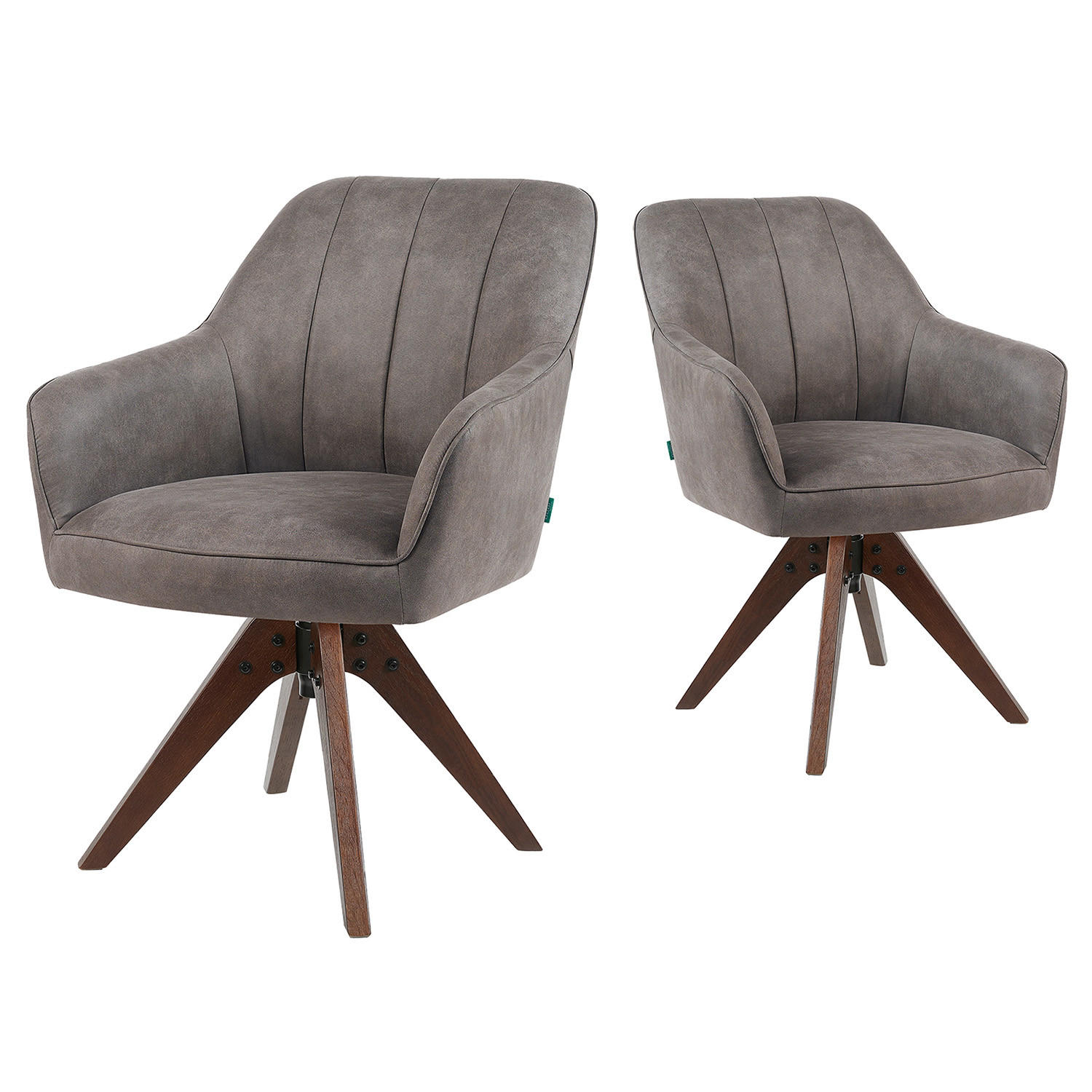 ARMLEHNSTUHL Mika-Noah 2er-Set - Taupe/Nussbaumfarben, Eichenholz/Holz (60/87/65cm) - DUBI Möbel