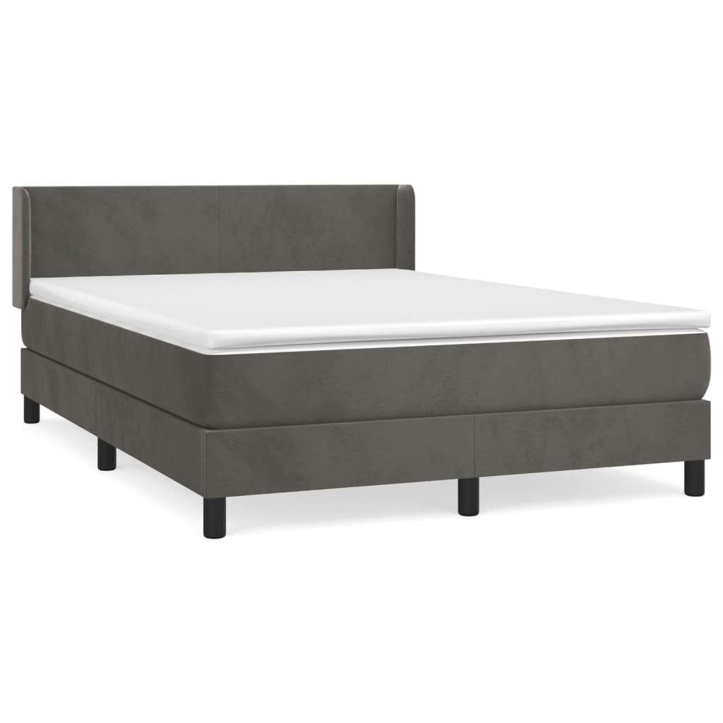 BOXSPRINGBETT Mit Matratze Dunkelgrau 140/200 Cm Samt - Grau, Textil (140/200cm) - vidaXL
