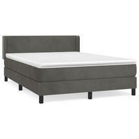 BOXSPRINGBETT Mit Matratze Dunkelgrau 140/200 Cm Samt - Grau, Textil (140/200cm) - vidaXL