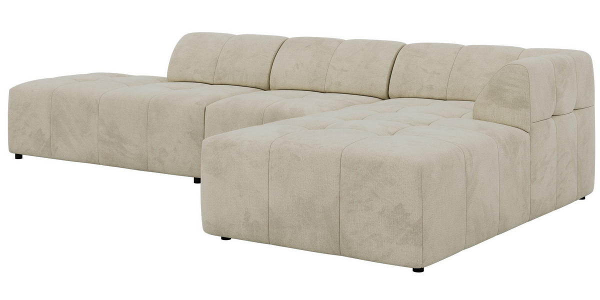 ROHOVÁ SEDAČKA GRIDA 3M L Béžová Samet - Pravá - černá/béžová, textil/plast (176/335cm) - MKS