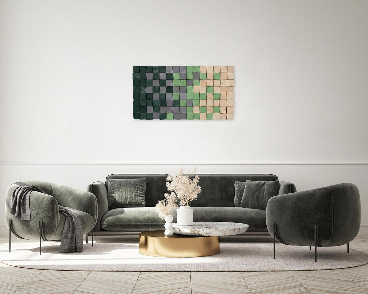 HOLZBILD Grün 98/55 cm - Grün, Holz (8/55cm) - KUNSTLOFT