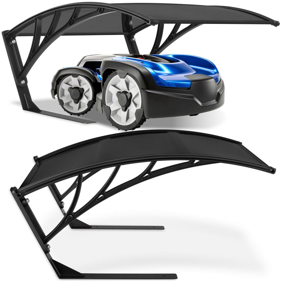 RASENMÄHER-ROBOTER-GARAGE Domus, 81 x 100 x 48 cm, schwarz - Schwarz, Metall (81/48/100cm) - tectake