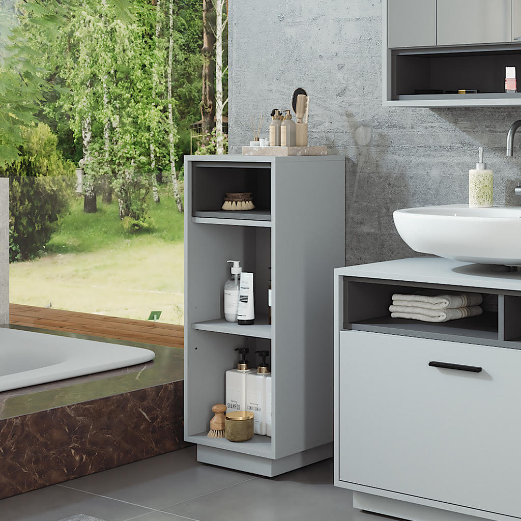 Thumbnail - Vicco Midischrank, Grau, Anthrazit, Holzwerkstoff, Rechteckig, 38x93x30 cm, Badezimmer, Badezimmerschränke, Midischränke
