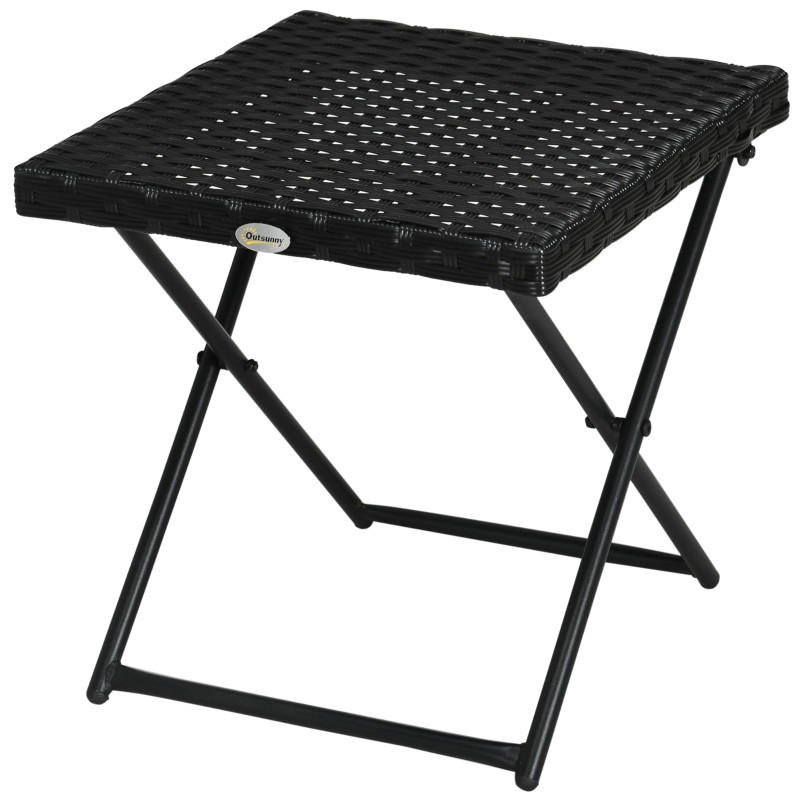 BALKONTISCH Polyrattan klappbar 40x40x40 cm schwarz - Schwarz, Metall (40/40/40cm) - LEBENLANG