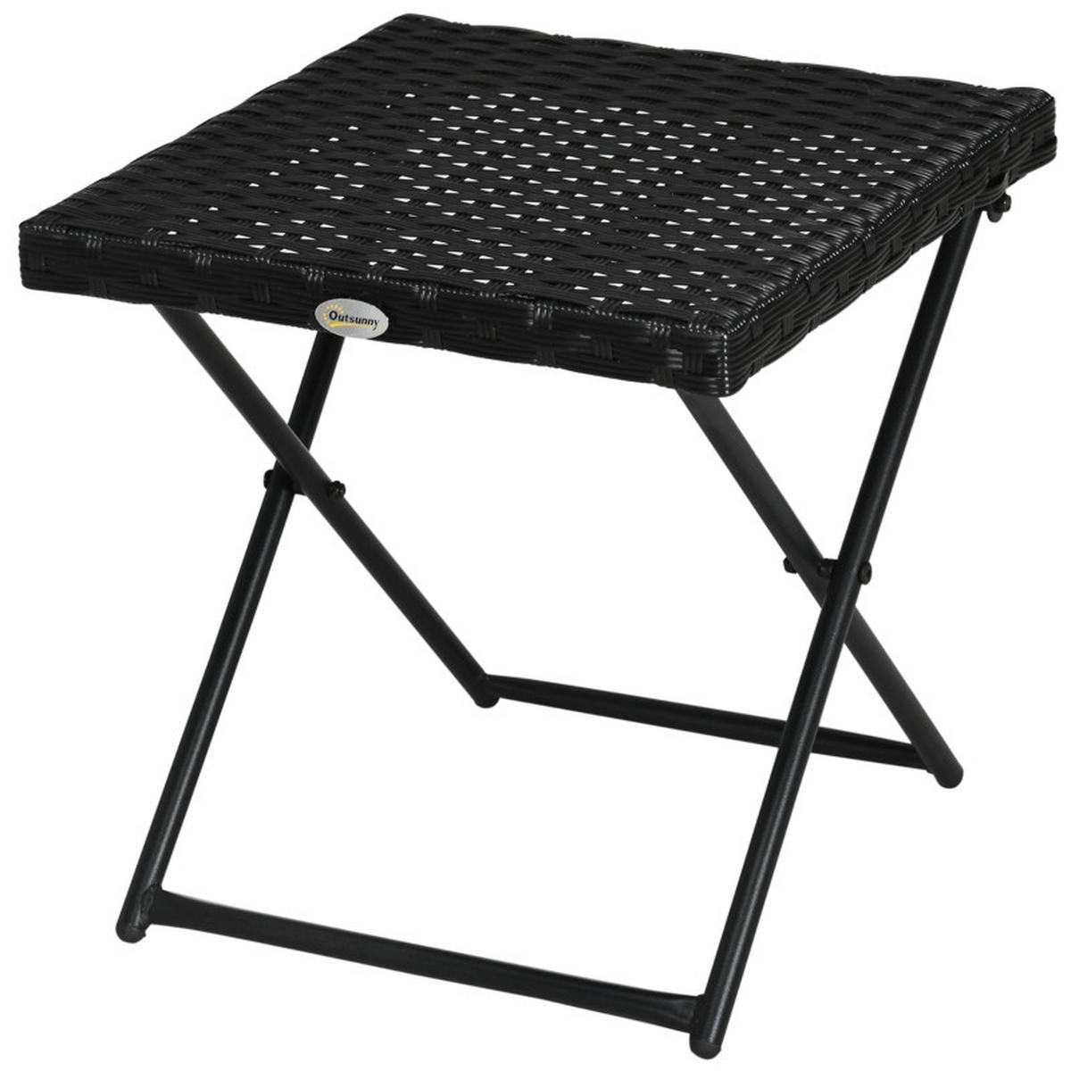 BALKONTISCH Polyrattan klappbar 40x40x40 cm schwarz - Schwarz, Metall (40/40/40cm) - LEBENLANG