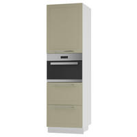BACKOFENHOCHSCHRANK Kvantum D14/RU/2M/356 Vanille Matt / Weiß Matt 60 / 59 / 207cm - Creme/Weiß, Holz/Holzwerkstoff (60/207/59cm) - Feldmann-Wohnen