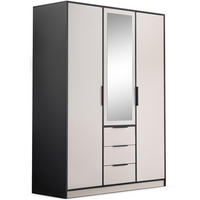 DREHTÜRENSCHRANK Livo mit 3 Türen und 3 Schubladen, kaschmir+schwarz, 150 cm - Kaschmir/Schwarz, Holzwerkstoff (150/200/57cm) - Beautysofa