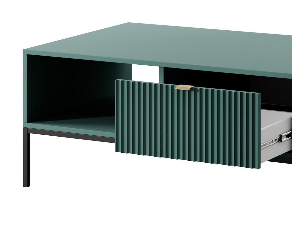 COUCHTISCH NOVA - L104, goldenen Akzenten, 104x68x46 cm Lablador - Türkis/Schwarz, Holzwerkstoff/Kunststoff (68/104/46cm) - DomoHome