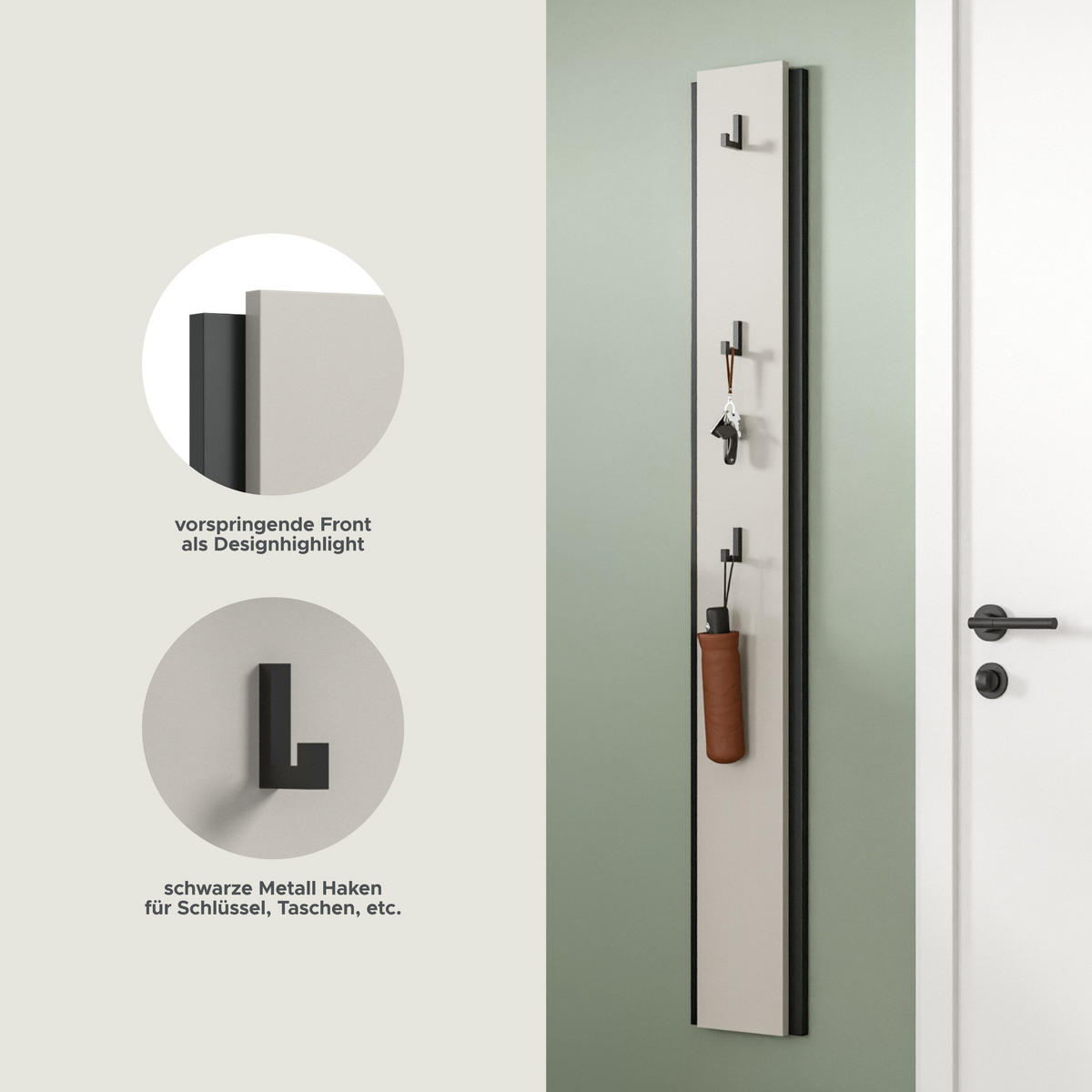 HAKENPANEEL Emil Kaschmir 21/6/150 cm - Beige, Holzwerkstoff (21/150/6cm) - Xonox