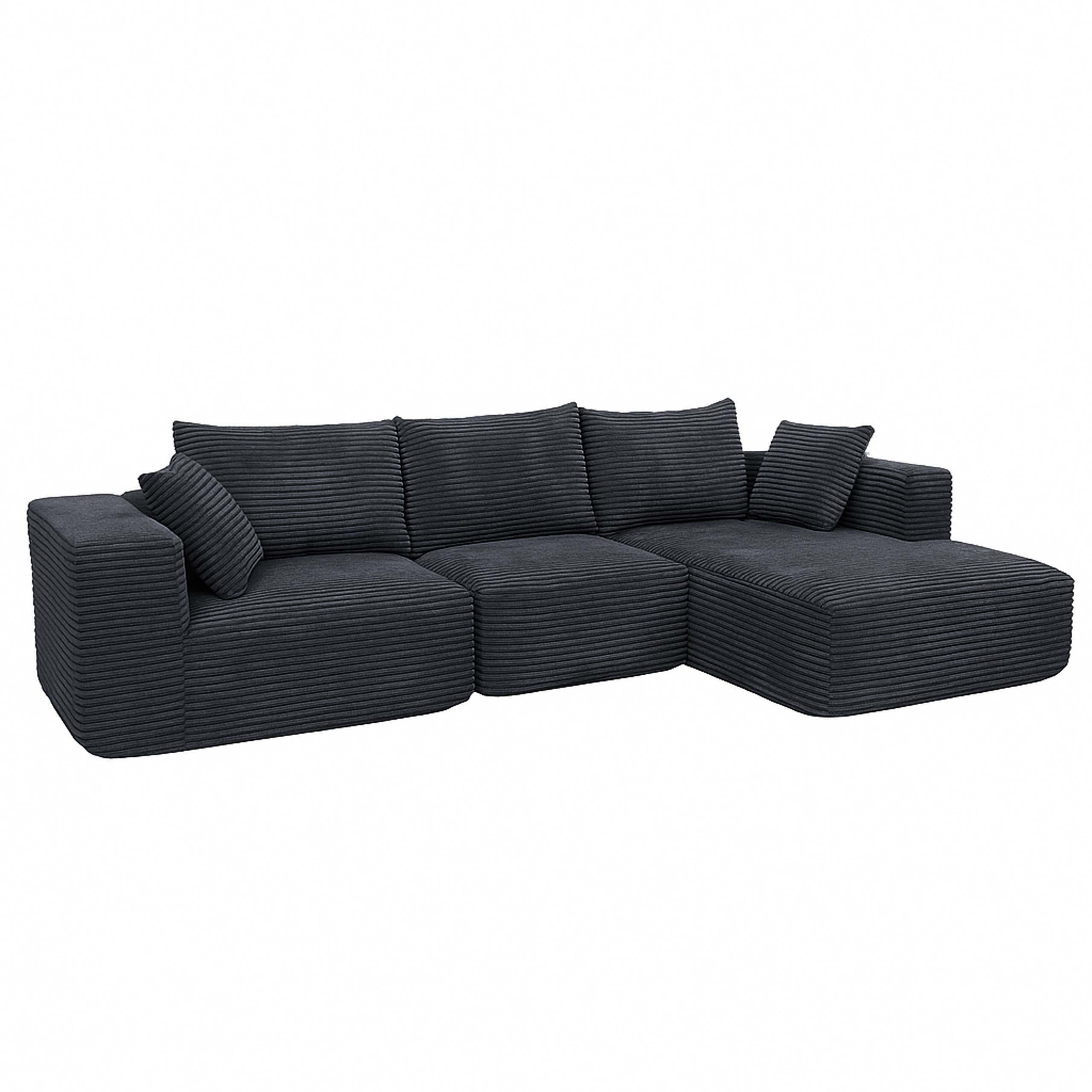 SOFA-GARNITUR Dunkelgrau - Dunkelgrau, Textil (276/58/154cm) - MCW