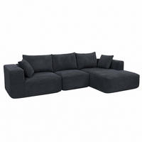 SOFA SET Tmavě šedá - tmavě šedá, textil (276/58/154cm) - MCW