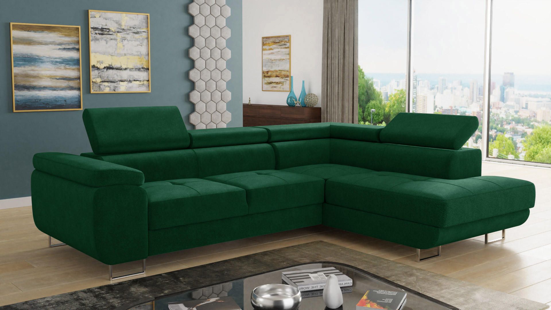 ECKSOFA Caris, Seite: Rechts - Grün, Holz/Textil (273/203cm) - Sofnet