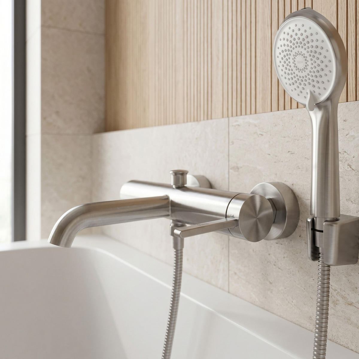 WANNENARMATUR Rea Rivo Brush Nickel - Nickelfarben, Metall (27/6/24cm) - REA