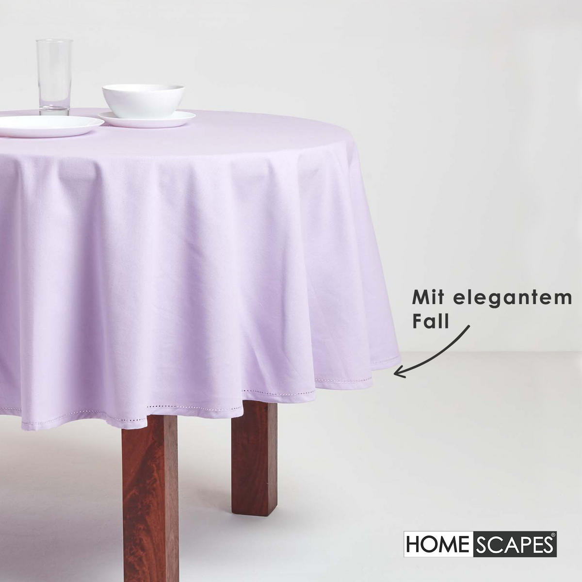 TISCHDECKE flieder rund 178 cm, 100% Baumwolle - Flieder, Textil (178/178cm) - Homescapes