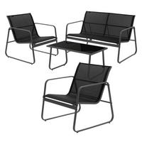 GARTENMÖBEL Set 4-teilig schwarz - Schwarz, Metall - ML-DESIGN