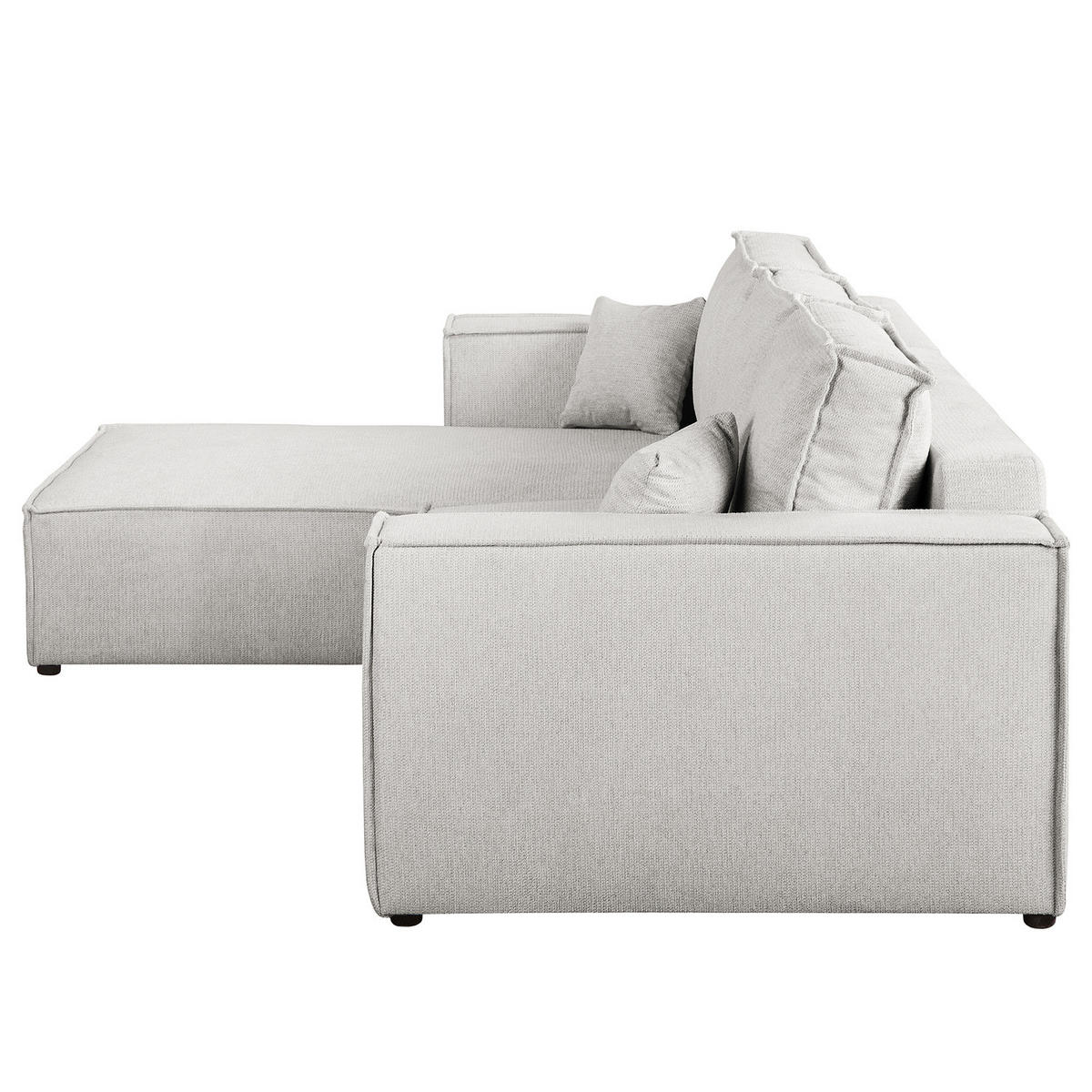 ECKSOFA mit Schlaffunktion - 290 cm - Hellgrau/Schwarz, Kunststoff/Textil (290/185cm) - home24