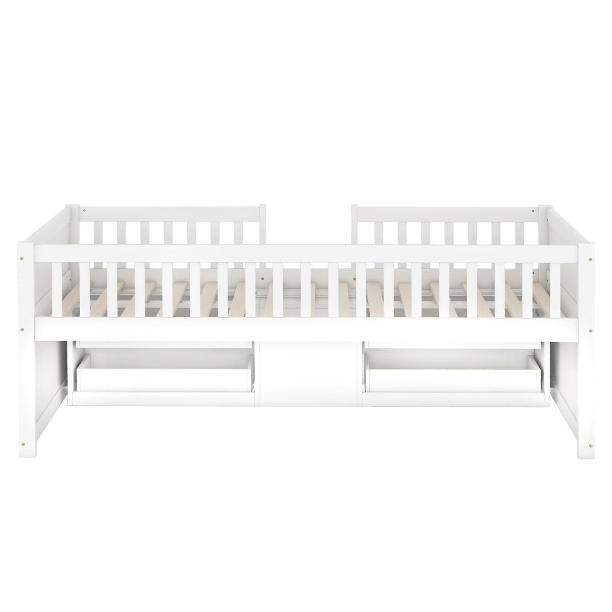 KINDEREINZELBETTEN aus Kiefernholz und MDF 90x200 cm in Weiß mit 4 Schubladen - Weiß, Holz (90/200cm) - Modfu