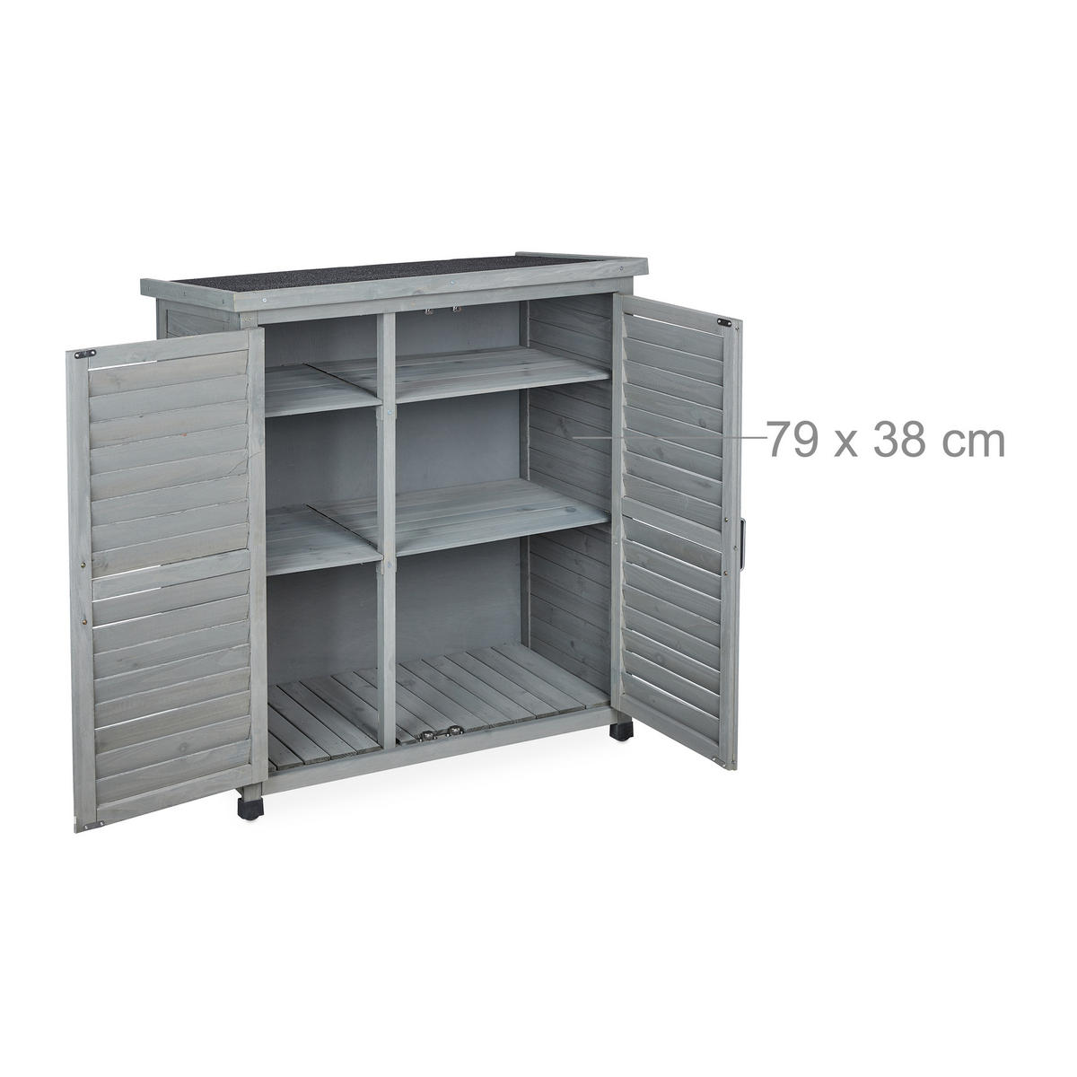 GARTENSCHRANK - Grau, Holz/Metall (86.5/97/47cm) - Relaxdays