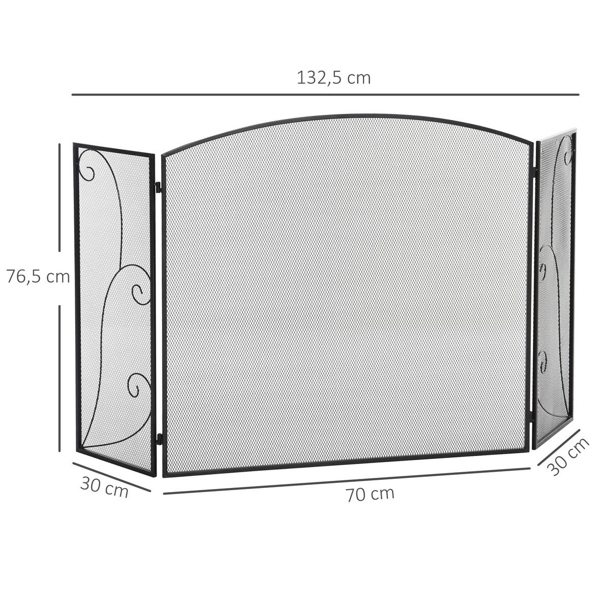 KAMINGITTER, für Wohnzimmer, Metall, Schwarz 132,5 x 76,5cm - Schwarz, Metall (1.5/76.5/132.5cm) - HOMCOM