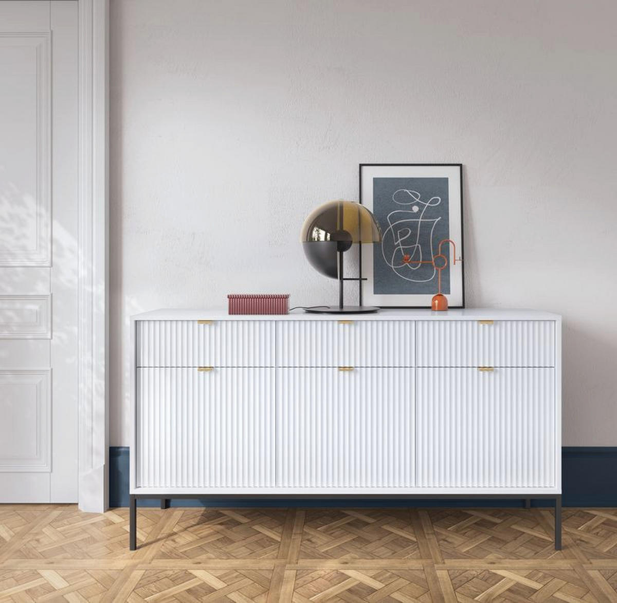 KOMMODE – KSZ154 – 154 cm – NOVA – Weiß - Weiß, Holzwerkstoff (154/83/39cm) - hi-markt