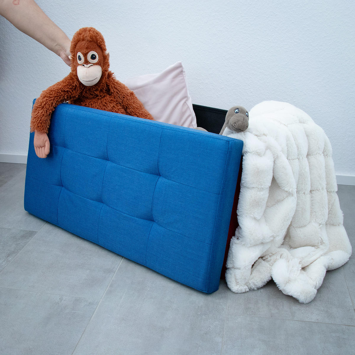 SITZTRUHE Faltbar 76/38/38 cm (Blau) - Blau, Textil (38/38/76cm) - Intirilife