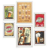 POSTER Set Mit 6 Bier-Retro-Werbung Größe A3 & A4 Weißer Rahmen - Weiß, Papier (29.7/1cm) - Nacnic