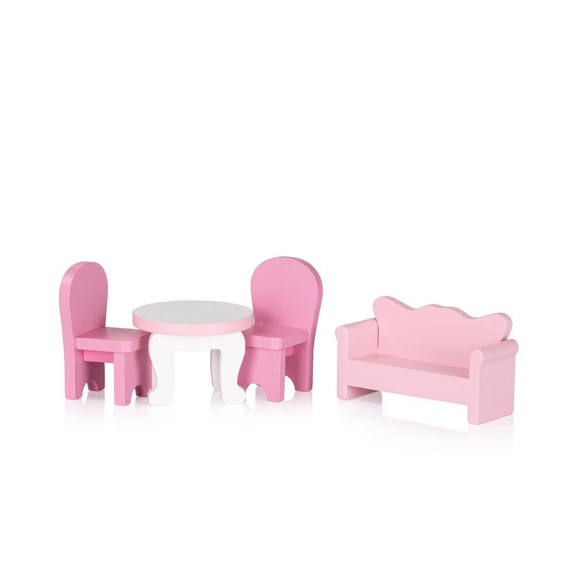 PUPPENHAUS DIWH02406 rosa 51 x 24 cm, MDF, 7-teiliges Möbel-Set, Balkon, 4 Räume, ab 3 Jahren - Rosa, Holz (24/72/51cm) - Chipolino