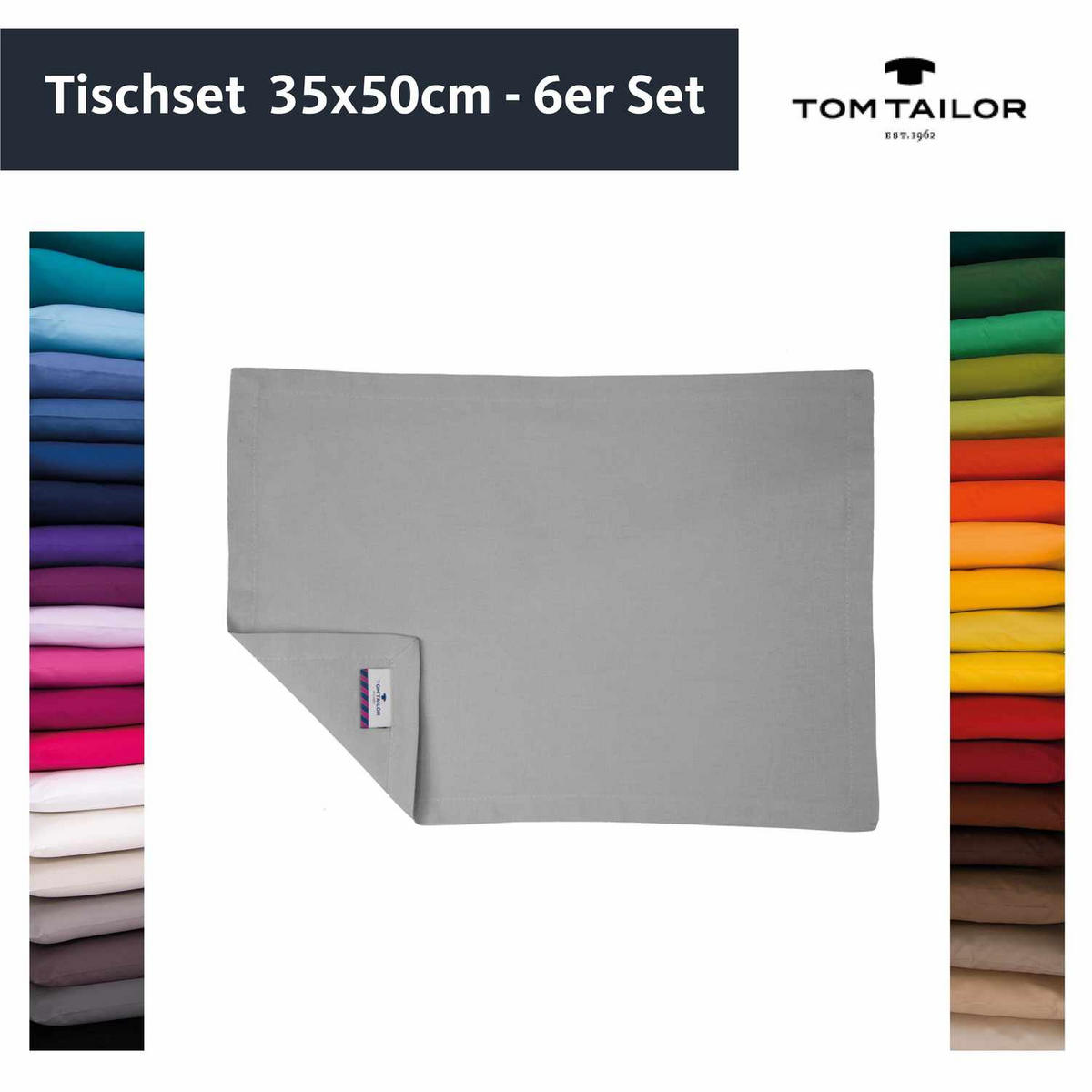 TISCH-SET 6 TEILIG DOVE - Weiß, Textil (35/50cm) - Tom Tailor
