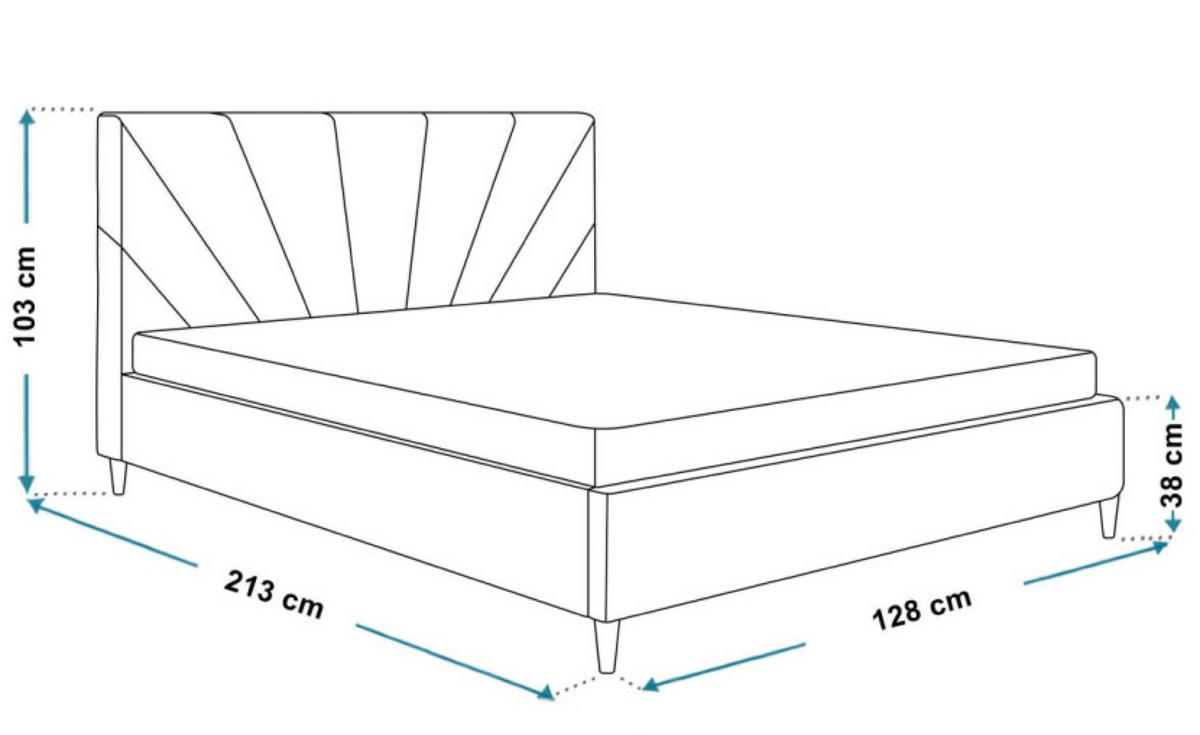 BETT Grün LUXO 3 Gepolstert Auf Holzbeinen 120x200 cm - Schwarz/Grün, Textil (120/200cm) - Sepro Meble