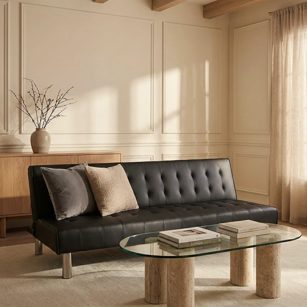 SOFABETT klappbar elly - Grau - Grau, Leder (180/70/64cm) - Pasmara
