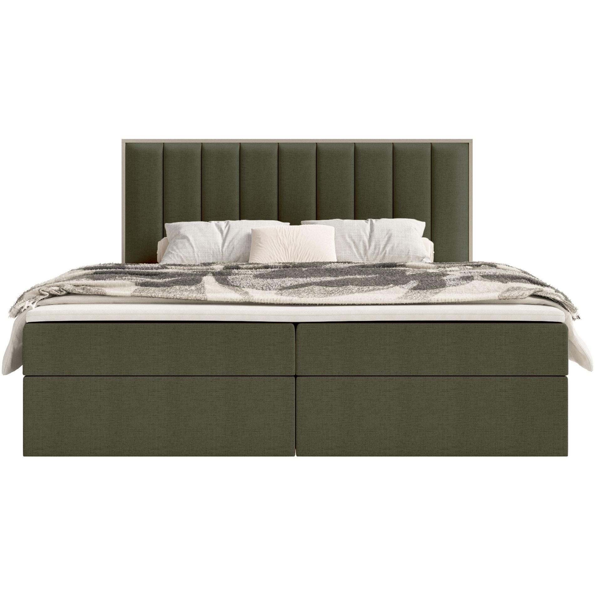 BOXBETT Togents Dunkelgrün Chenille hydrophob 180x200 cm - Dunkelgrün, Textil (180/200cm) - Selsey