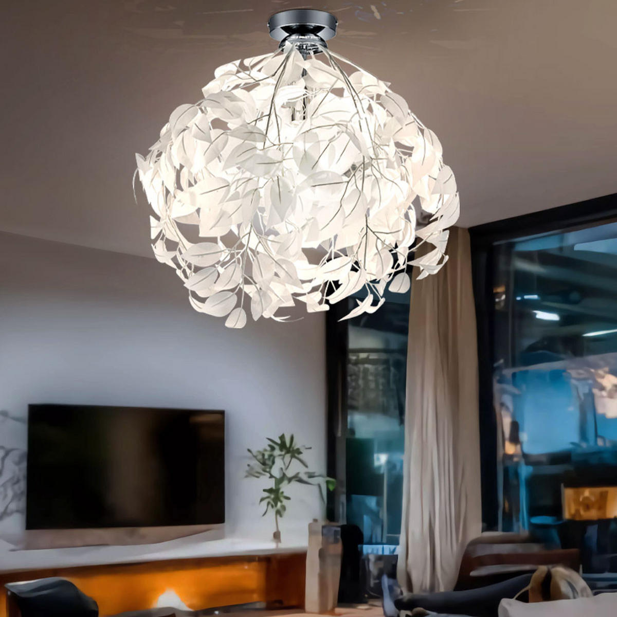 DECKENLEUCHTE Chrom Weiß - Weiß, Metall (38/38/58cm)