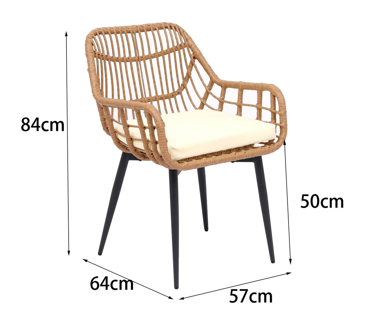 STUHL 2er-Set Rattan Braun - Braun, Holz (55/85/47cm) - Nordlys