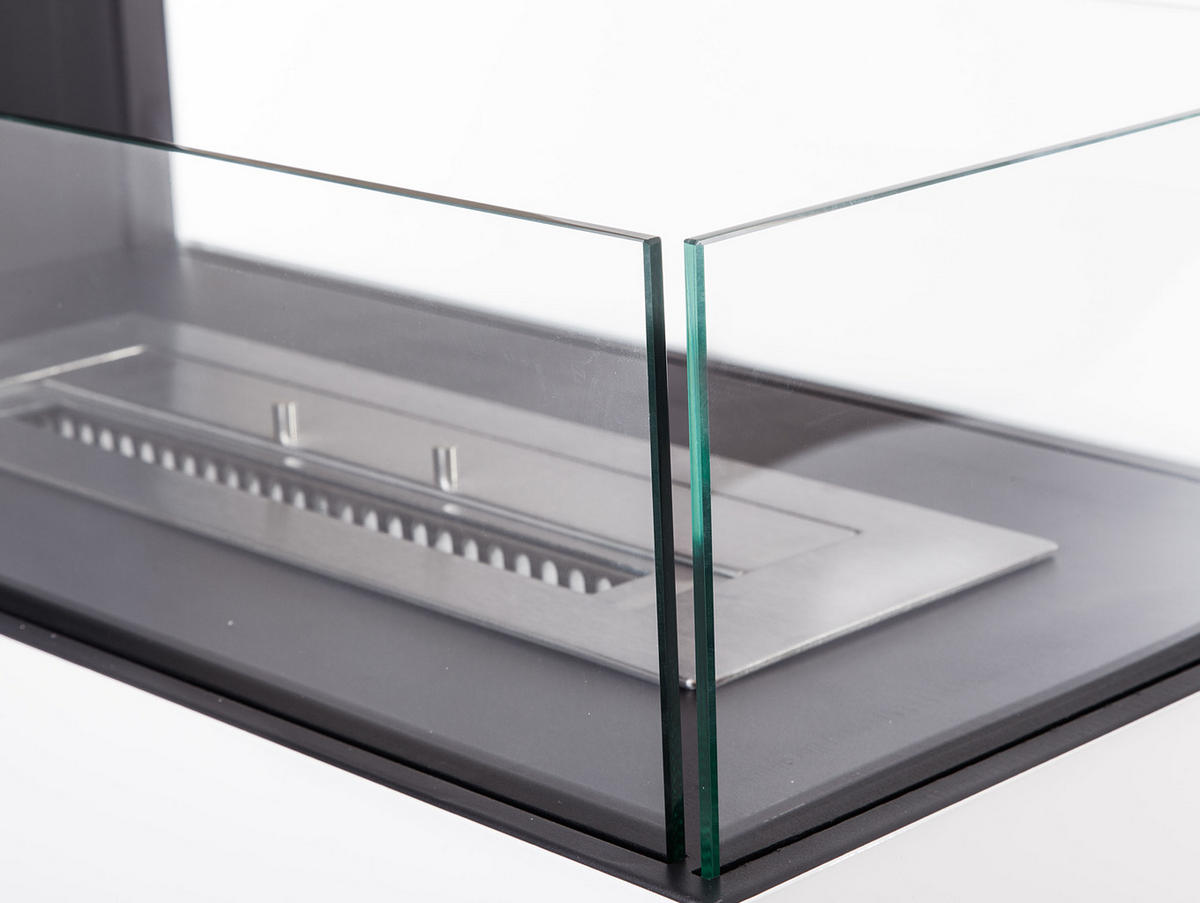 BIOETHANOL-KAMIN Weiß Bodenmodell inklusive 2.2 L Brennblock - Weiß, Metall (100/90/35cm) - Purline