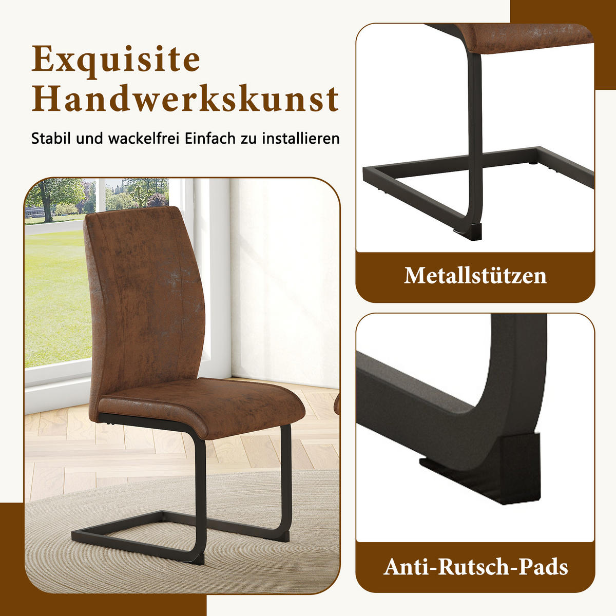 ESSZIMMERSTUHL 2er Set in Braun Ergonomisch - Braun, Holzwerkstoff (43/99/45cm) - Urban Meuble