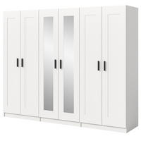 KLEIDERSCHRANK in weiß 240 x 194 cm skandinavisch, Drehtürenschrank 6-türig mit Spiegel - Schwarz/Weiß, Glas/Holzwerkstoff (240/194/56cm) - Inn.Furn