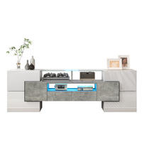 TV-LOWBOARD aus Holzwerkstoff 145x30x51 cm Weiß/Beton mit LED-Beleuchtung und viel Stauraum - Weiß, Holzwerkstoff (145/51/30cm) - Modfu