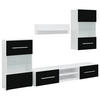 WOHNWAND 5-teilig mit Led-Beleuchtung 240 cm aus Holzwerkstoff in Schwarz, Weiß - Schwarz, Holz (240/195/40cm) - vidaXL