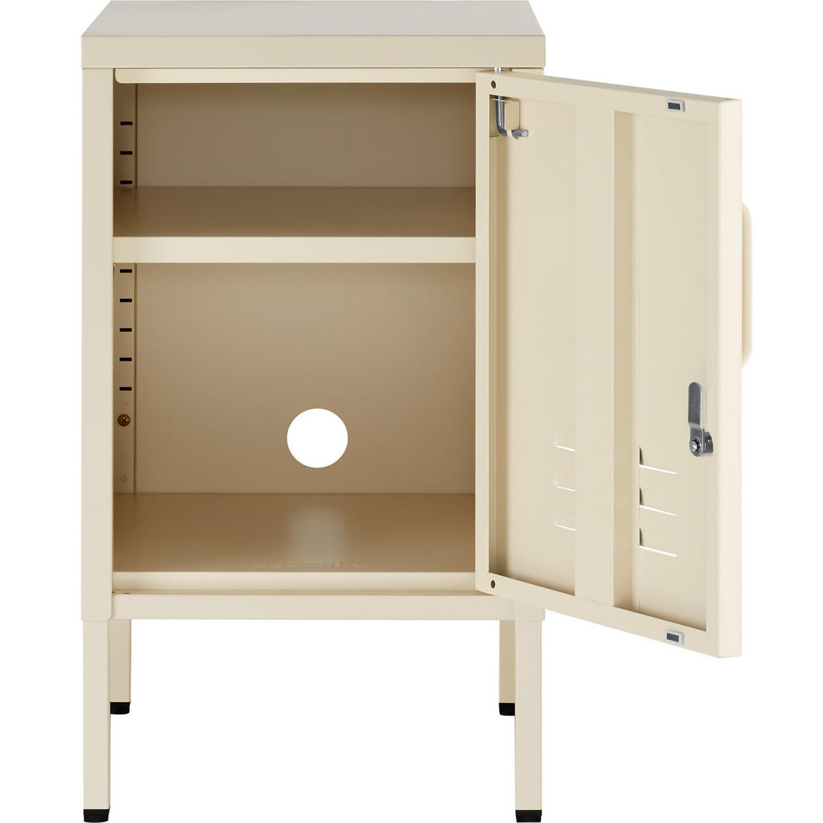 NACHTSCHRANK Baker, Kippschutz, höhenverstellbare Füße, creme - Creme, Metall (35/60.5/42.5cm) - tectake