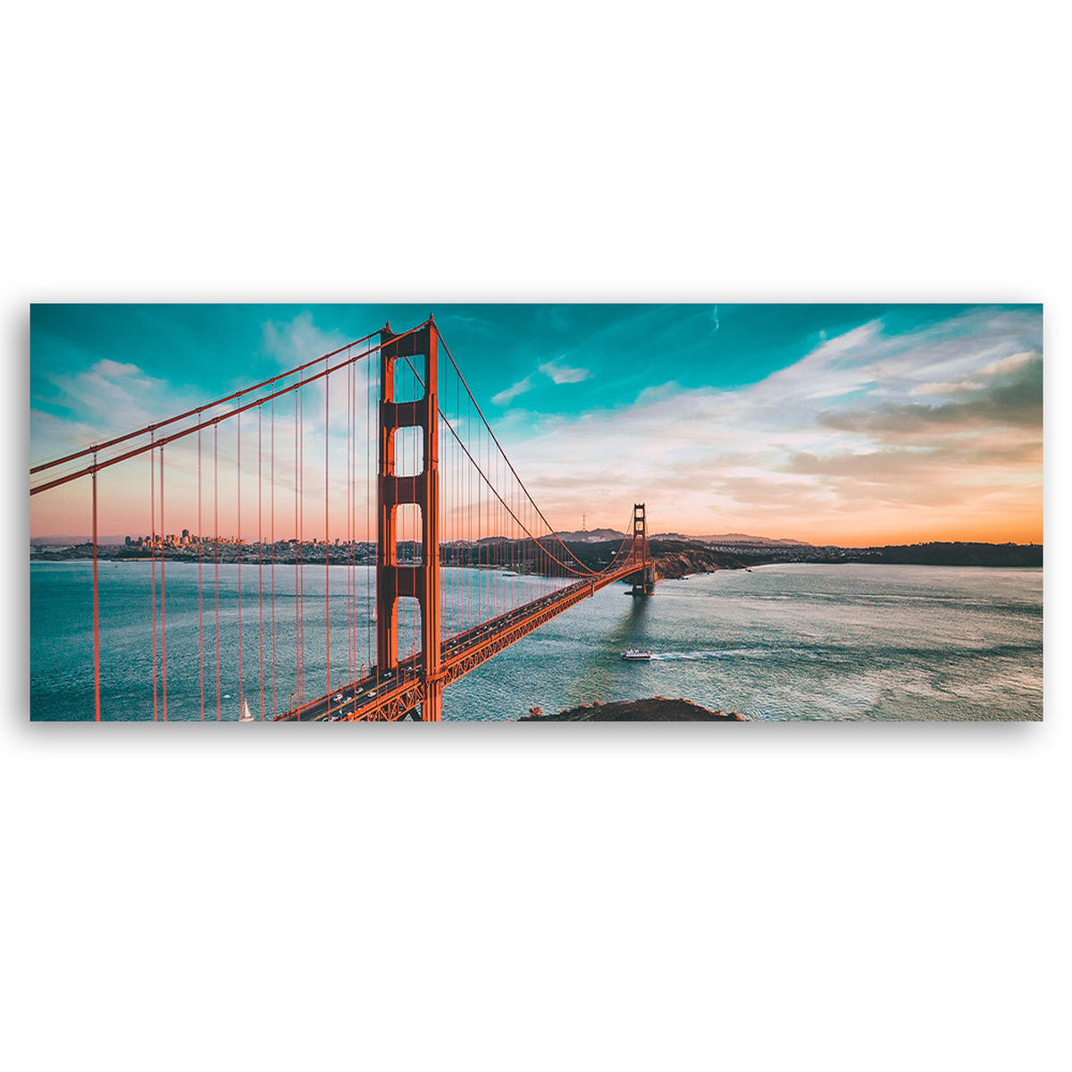 WANDBILD golden gate bridge - Blau, Textil (90/30cm) - Feeby