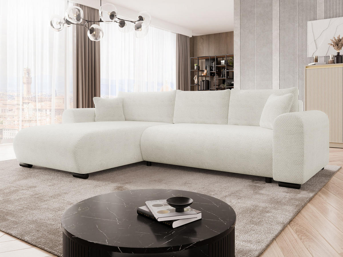 ECKSOFA Merkos - Creme/Schwarz, Holz/Textil (285/188cm) - MIRJAN24